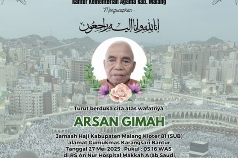 Satu Jamaah Haji Asal Malang Dilaporkan Meninggal Dunia di Makkah